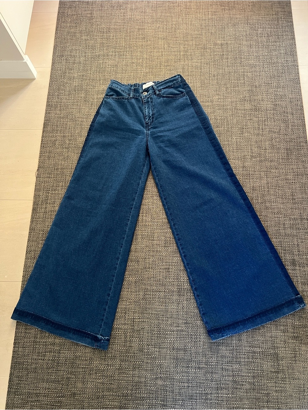 Outland Denim Size Small Elastic Wide Leg Dark Blue Organic Cotton